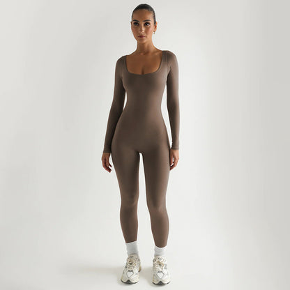 Sexy Soft High Elastic Long-sleeved Tights Trousers Jumpsuit