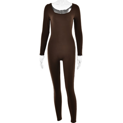 Sexy Soft High Elastic Long-sleeved Tights Trousers Jumpsuit