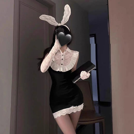 Sexy Lingerie Pure Desire Lace Package Hip Skirt Sexy Bunny Uniform
