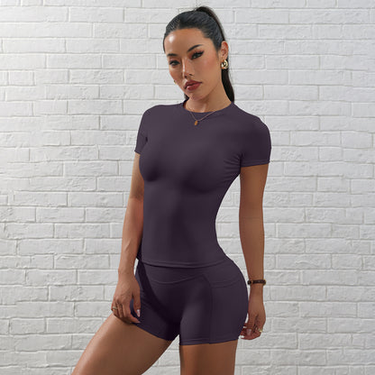 Short Sleeve Shorts Yoga Suit Running Sports Workout Clothes